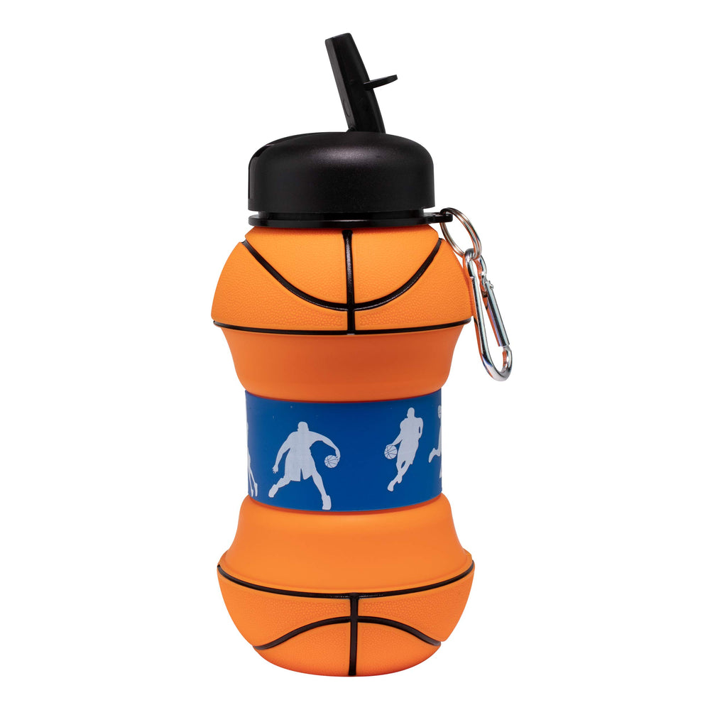 Art Clip-On Collapsible BPA-Free Silicone Basketball Water Bottle for Kids, 18 Oz. Size
