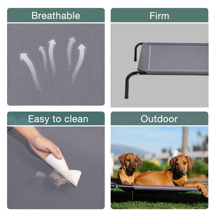 Elevated Bed for Small, Medium, Large Dogs and Pets, Raised Bed with Durable Frame and Mesh, Dog Cot with Rubber Feet for Indoor and Outdoor Use, Black