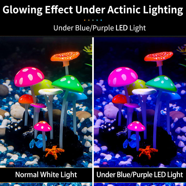 Glowing Effect Artificial Mushroom Aquarium Plant Decor Ornament Decoration for Fish Tank Landscape