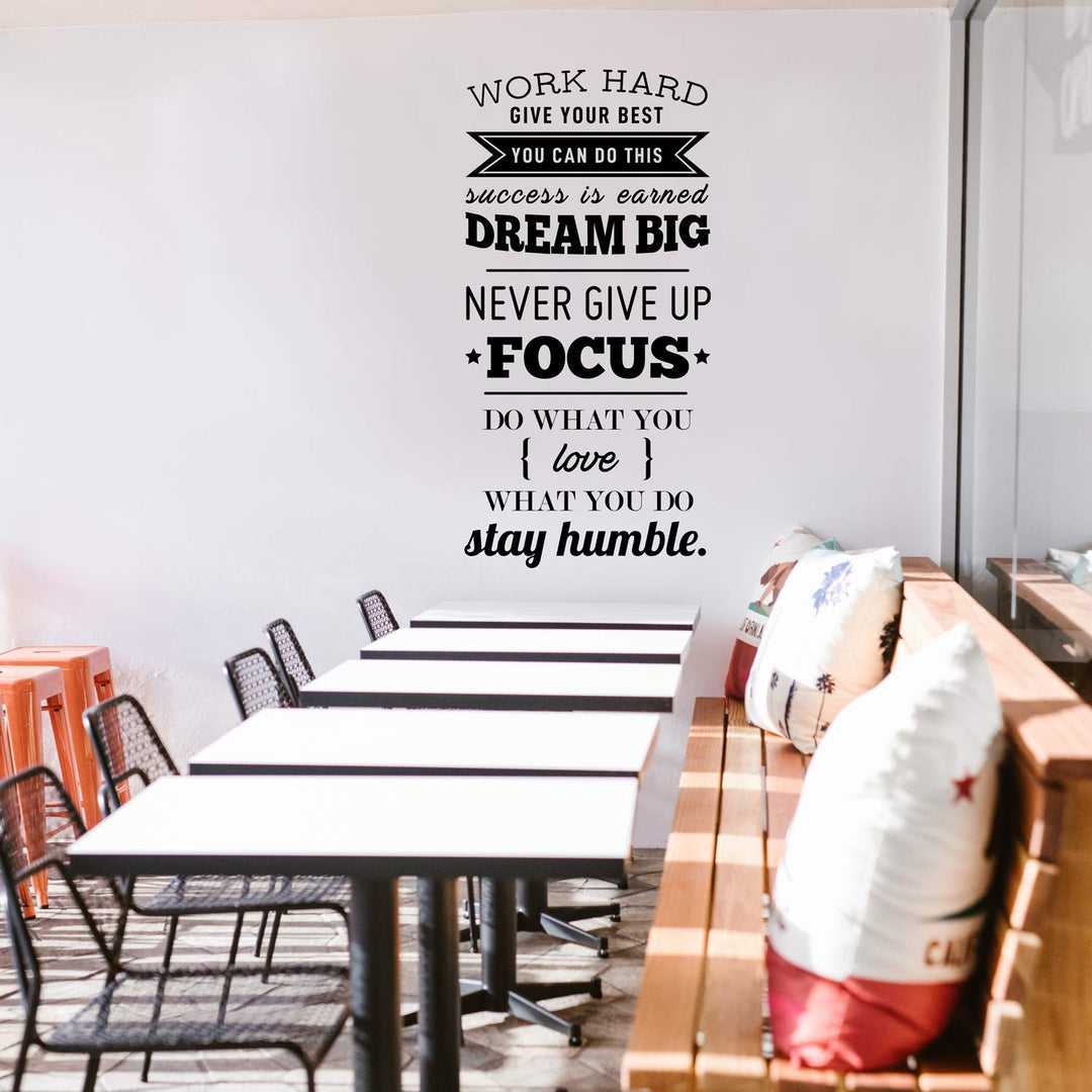 Vinyl Wall Art Decal - Work Hard Give Your Best You Can Do This - 40 x 20 - Motivational Home Living Room Office Quote - Positive Modern Bedroom Dorm Room Apartment Indoor Outdoor Wall Decor (Black)