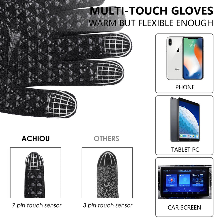 Winter Gloves, Gloves for Men Women, Upgraded Touch Screen Texting Warm Running Gloves with Thermal Soft Knit Lining