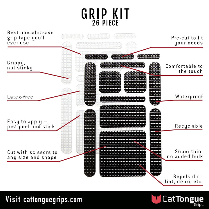Non-Slip Grip Tape Kit Durable, Non-Abrasive, Anti-Slip Tape with Pre-Cut Strips for Indoor & Outdoor Use, Customizable & Waterproof for Thousands of Uses (Black)