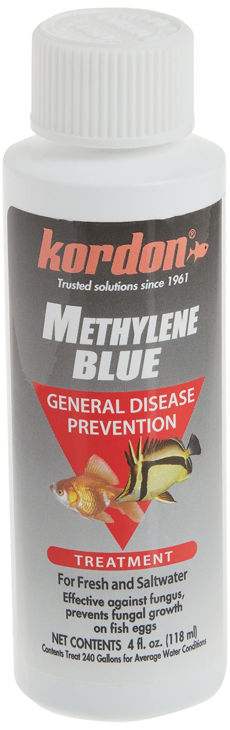 Methylene Blue Disease Preventative – Safe for Freshwater & Saltwater Aquariums, Prevents Fungal Infections & Treats Parasites, Reduces Fish Stress, 4-Ounces