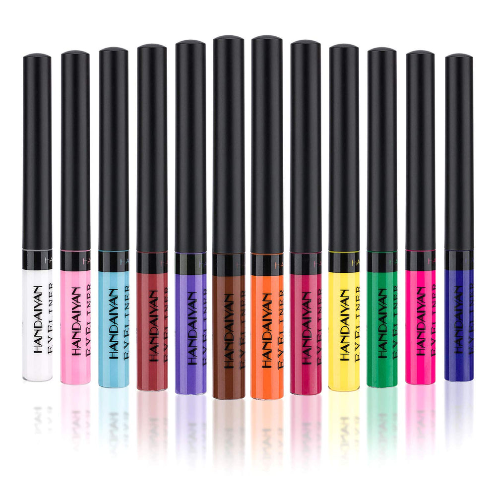12 Colors Matte Colorful Liquid Eyeliner Set, High Pigmented Color Eyeliner Lasting Waterproof Professional Bright-colored Eyeliner Pen Set -Smudgeproof Makeup Eyeliner Pen