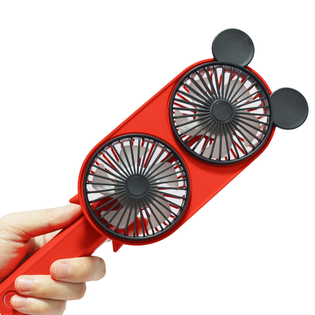 Cute Personal Mini Fan, Handheld & Portable USB Rechargeable Fan, Twin Fan with 3 Adjustable Speeds, Perfect Cooling For Indoor Or Outdoor Activities, Cute Mouse (Dual-Fan)