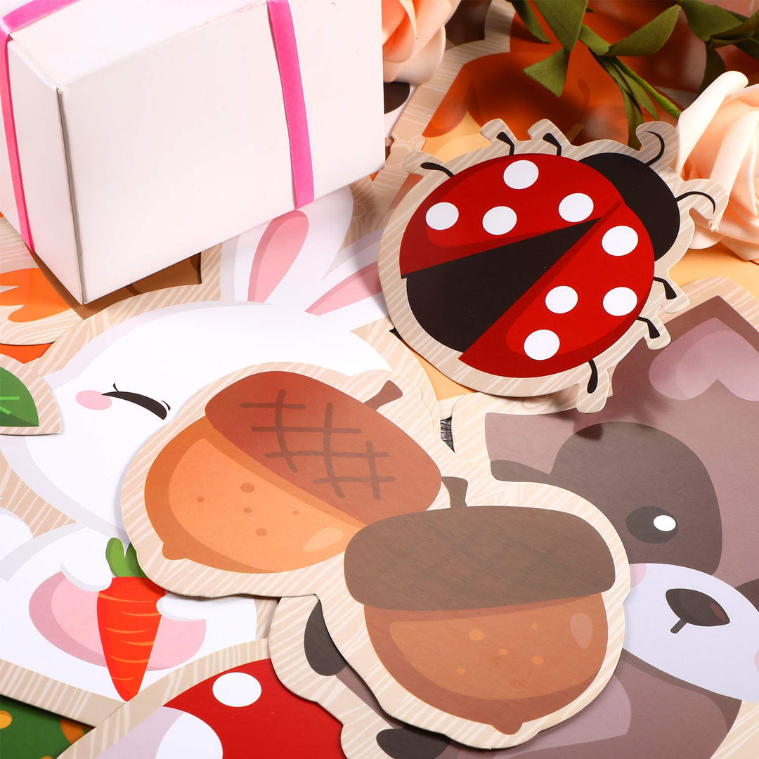 36 Pieces Woodland Creatures Party Supplies, 5.90 x 7.87 Inch Laminated Woodland Animal DIY Baby Shower, Woodland Animal Cutouts for Woodland Animal Theme Party