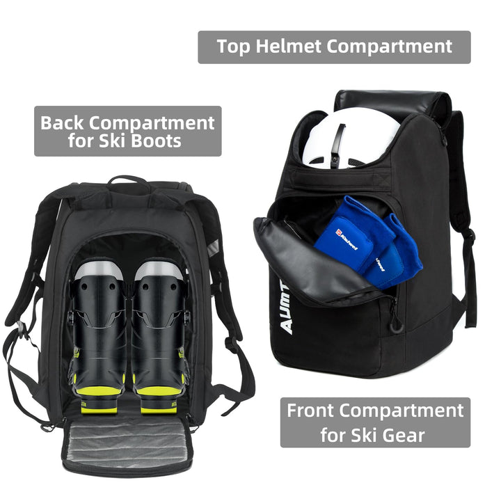 Ski Boot Bag, Ski Boot Backpack Travel, Snowboard Boots and Helmet Bags for Skiing, Snowboarding boot backpack for Flying Air Gloves Jacket Goggles