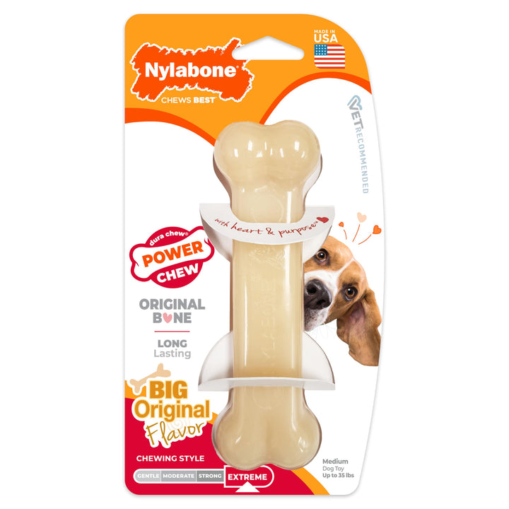 Power Chew Original Bone - Durable & Tough Chew Toys for Aggressive Chewers - Durable Dog Toy for Medium Breeds - Original Flavor, Medium, Up to 35 Ibs. (1 Count)