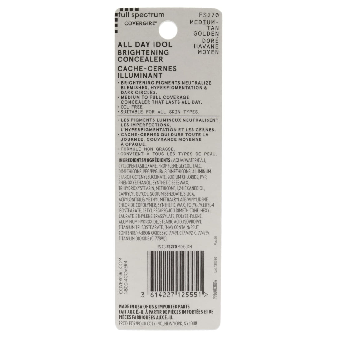 All Day Idol, Brightening Concealer, Medium-tan Golden, 0.12 Ounce