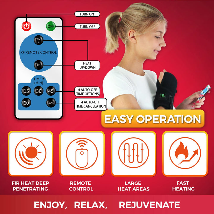 Heating Pad for Hand Carpal Tunnel Wrist Brace for Arthritis Pain Relief, Auto Off Heating Wrap with 6 Heating Settings for Carpal Tunnel Relief, Tendonitis(Large)
