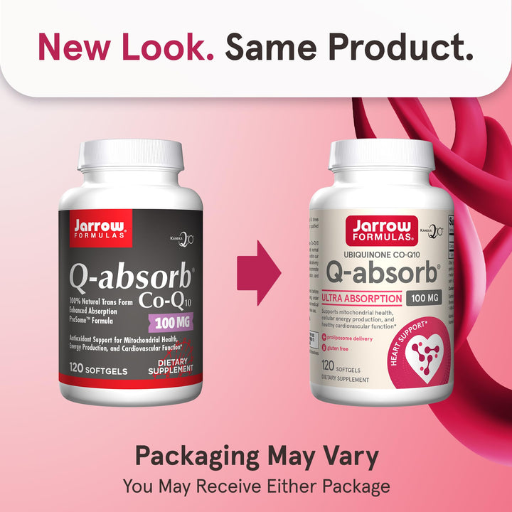 Q-absorb Co-Q10 100 mg, Dietary Supplement, Antioxidant Support for Mitochondrial Health, Cellular Energy Production and Cardiovascular Health, 120 Softgels, 120 Day Supply