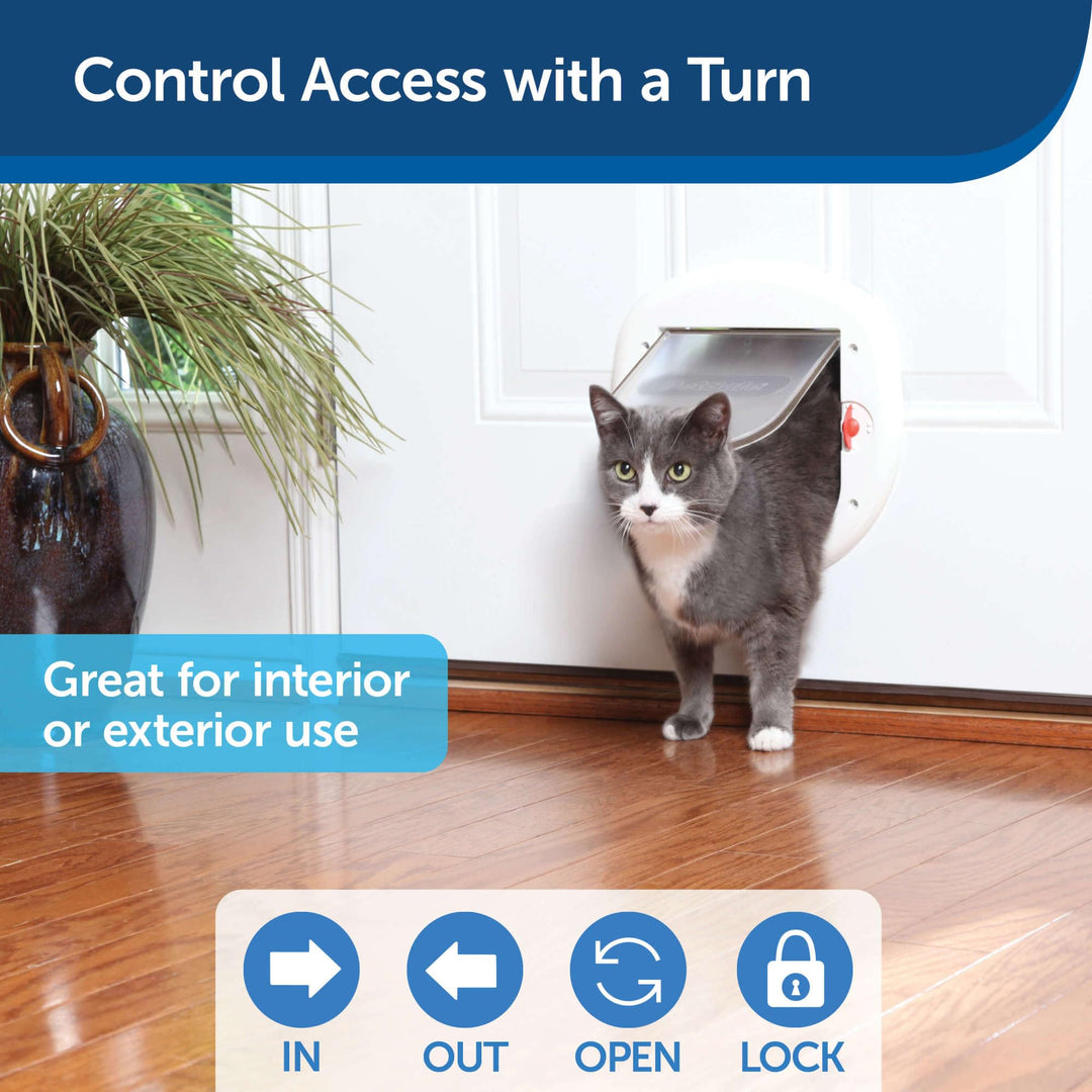 Exterior/Interior Cat Door - Big Cat 4-Way Locking Pet Door Flap for Large Cats - Tinted Privacy Door - Weatherproof, Durable Door Frame - DIY Easy Install with Hardware Kit Included