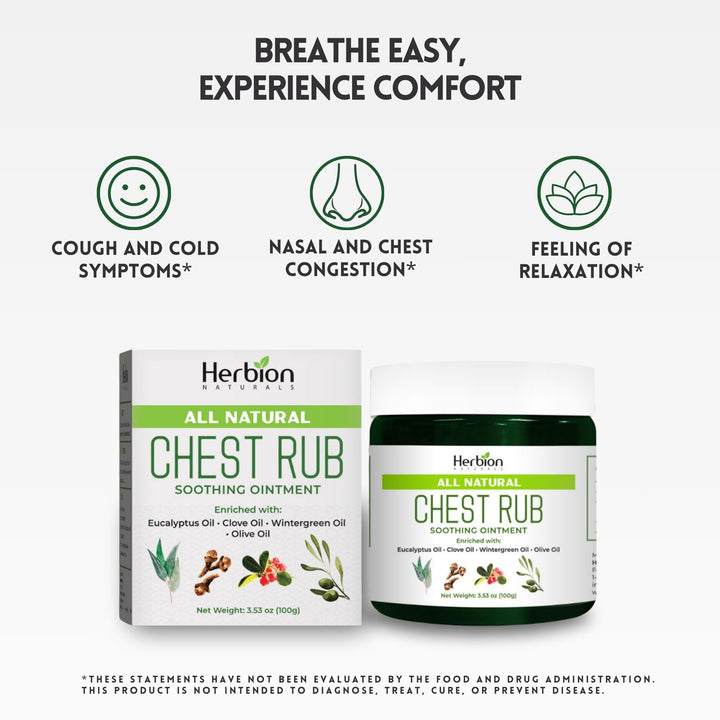 Chest Rub, 3.53 oz - Natural Soothing Ointment with Soothing Vapors for Adults & Children 2+ - Relieves Cough, Cold, Nasal & Chest Congestion – Reduces Muscle & Joint Aches