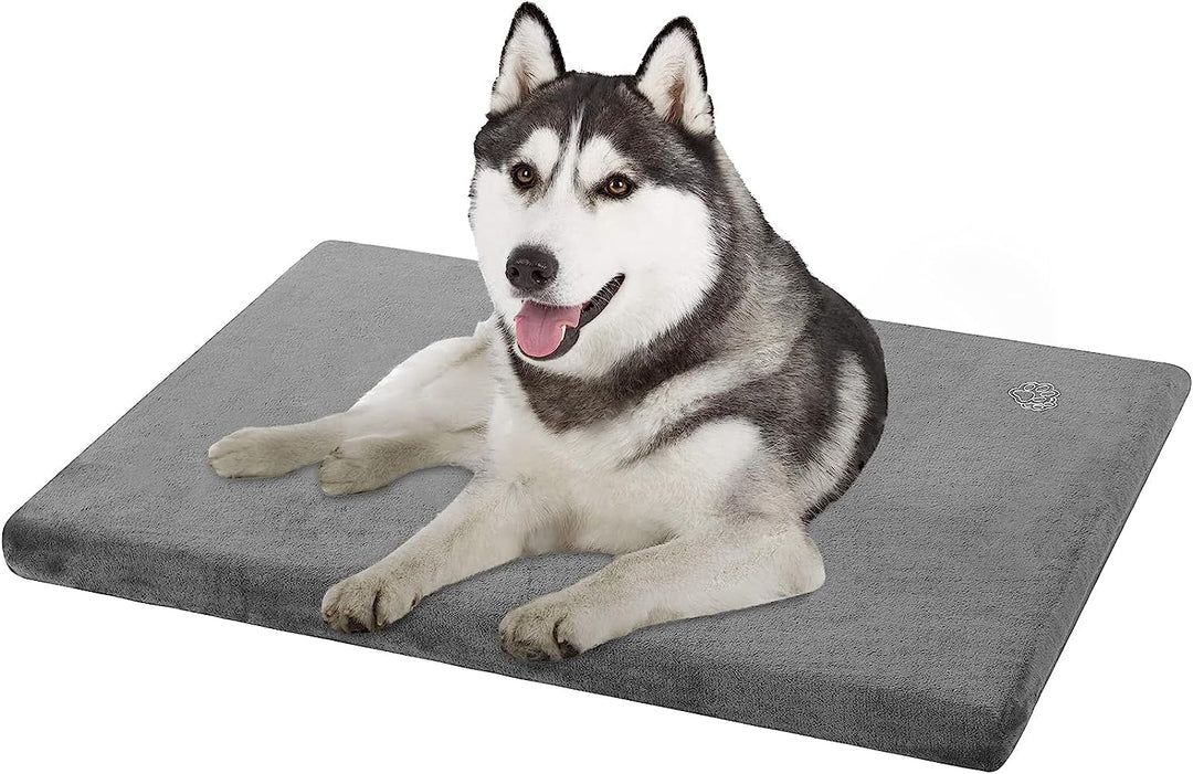 Stylish Dog Bed Mat Dog Crate Pad Mattress Reversible (Cool & Warm), Water Proof Linings, Removable Machine Washable Cover, Firm Support Pet Crate Bed for Small to XX-Large Dogs, Grey