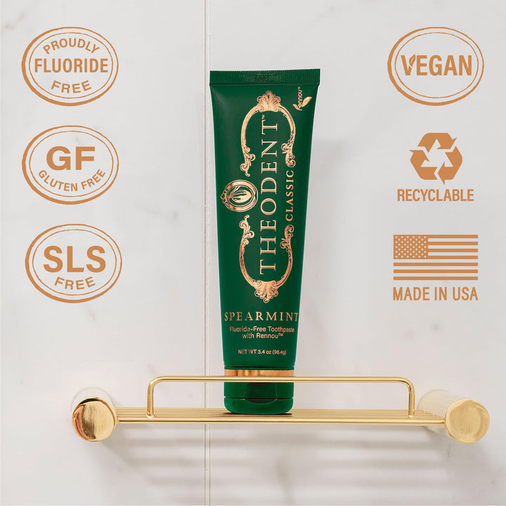 Classic Fluoride-Free, Natural Toothpaste for Remineralization and Sensitivity Reduction, Whitening Spearmint (3.4 Ounces, 96.4 Grams)