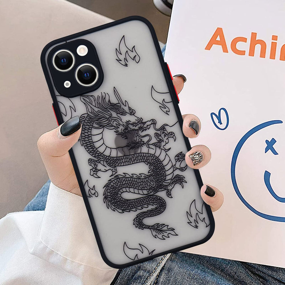Compatible with iPhone 13 Case Fashion Cool Dragon Animal 3D Pattern Design Frosted PC Back Soft TPU Bumper Shockproof Protective Case Cover for iPhone 13, Black