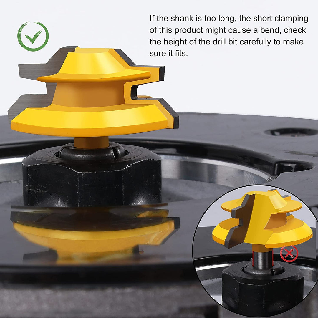 45 Degree Lock Miter Router Bit 1/4 Shank, 1/2 Stock Joint Woodworking Router Bit, Suitable for Furniture Oblique Tenon Interface Making (90-Degree Tenon Joint Woodworking)