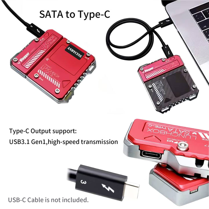 USB-C to SATA Adapter Interface Compatible for Lunchbox ATOMOS Ninja V SSD Carder Lunchbox Reader