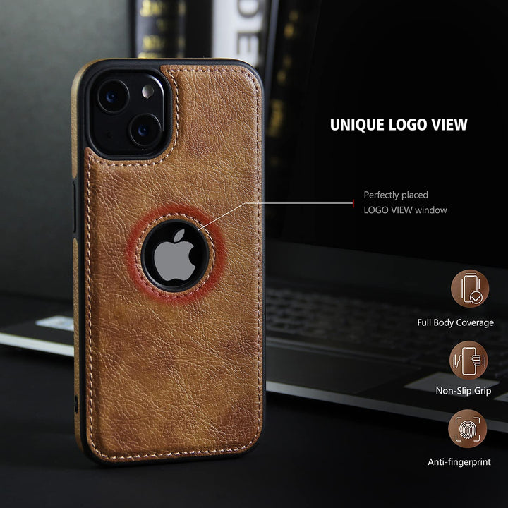 Design Compatible with iPhone 13 Mini Case Luxury Leather Business Vintage Slim Non-Slip Soft Grip Shockproof Protective Cover (2021) 5.4 Inch (Brown)