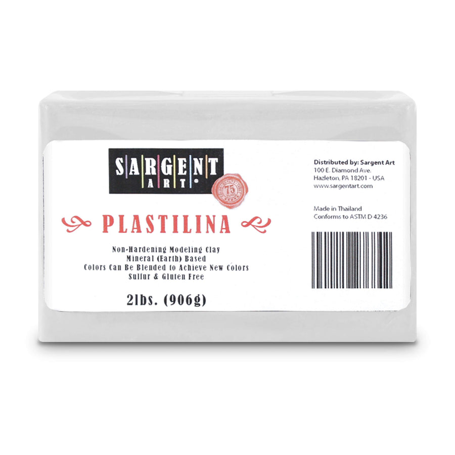 Plastilina Modeling Clay, White, 2 Pound, Non-Hardening, Long Lasting & Non-Toxic, Great for Kids, Beginners, and Artists