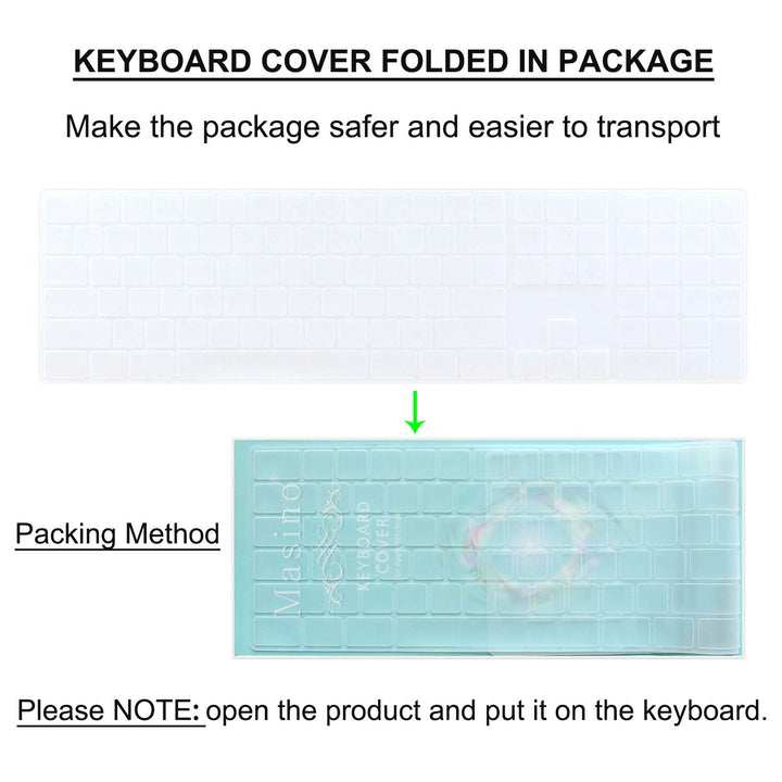 Silicone Keyboard Cover for Apple Magic Keyboard with Numeric Keypad MQ052LL/A (A1843) US Layout Ultra Thin Protector Skin (for Magic Keyboard (MQ052LL/A), Transparent)
