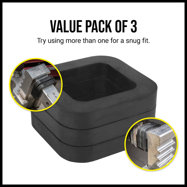 3 Pack Silencer Pads for 2 Inch Ball Mounts - Reduce Rattle and Noise Between Receivers and Tow Hitches - Fits Any Trailer Hitch Receiver