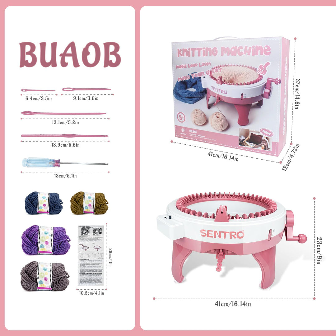 Sentro Knitting Machine, 48 Needles Knitting Loom Machine with Row Counter, Knitting Board Rotating Double Knit Loom Machine Kit