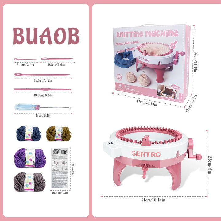 Sentro Knitting Machine, 48 Needles Knitting Loom Machine with Row Counter, Knitting Board Rotating Double Knit Loom Machine Kit