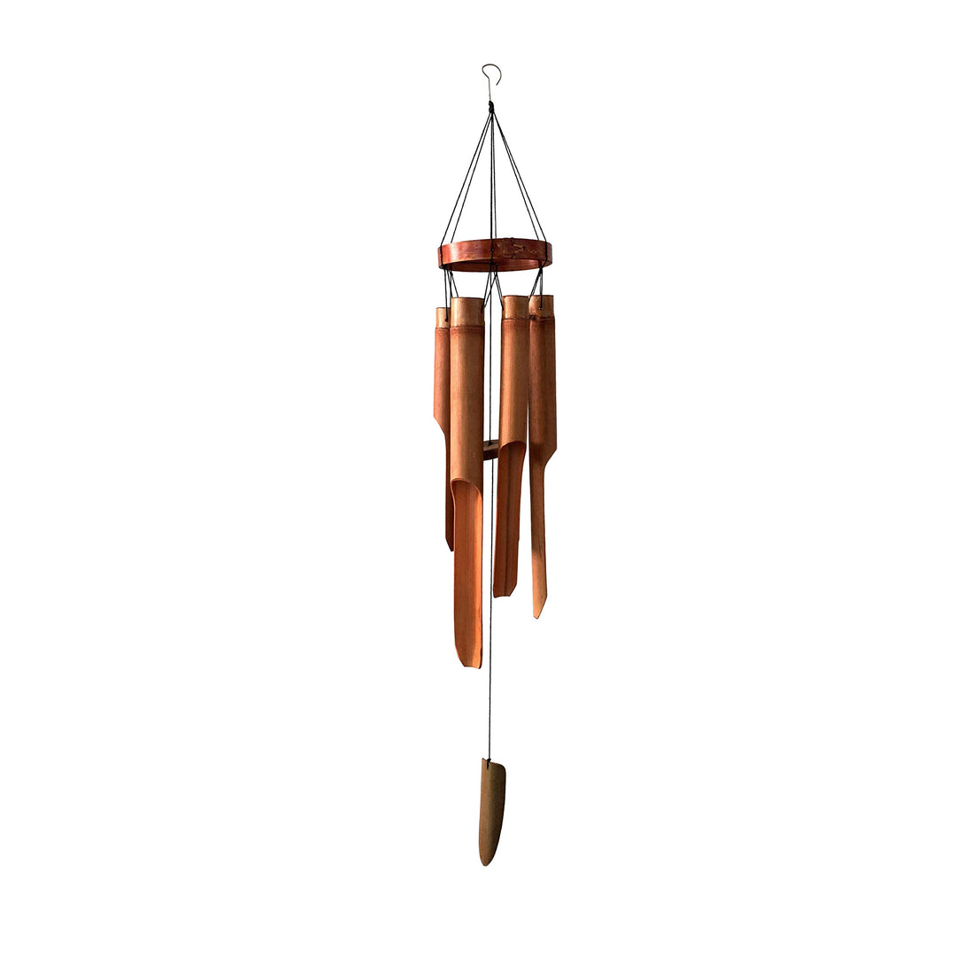 Classic Bamboo Wind Chimes with Circle Top, Wood Wooden Wind Chimes Outdoor, Deep Tone Soothing Sound (27)