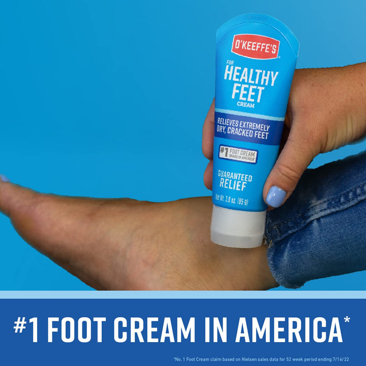 O'Keeffe's for Healthy Feet Foot Cream; Guaranteed Relief for Extremely Dry; Cracked Feet; Clinically Proven to Instantly Boost Moisture Levels; 3.0 Ounce Tube; (Pack of 1)