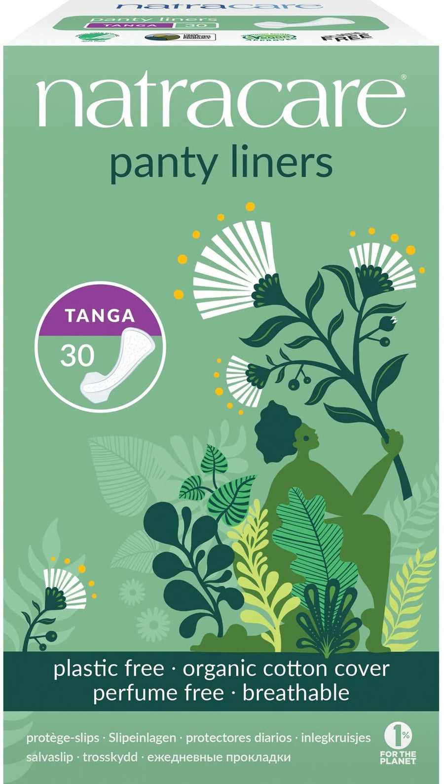 Natural Organic Thong Style Panty Liners -- 30 Pads (2 packs)