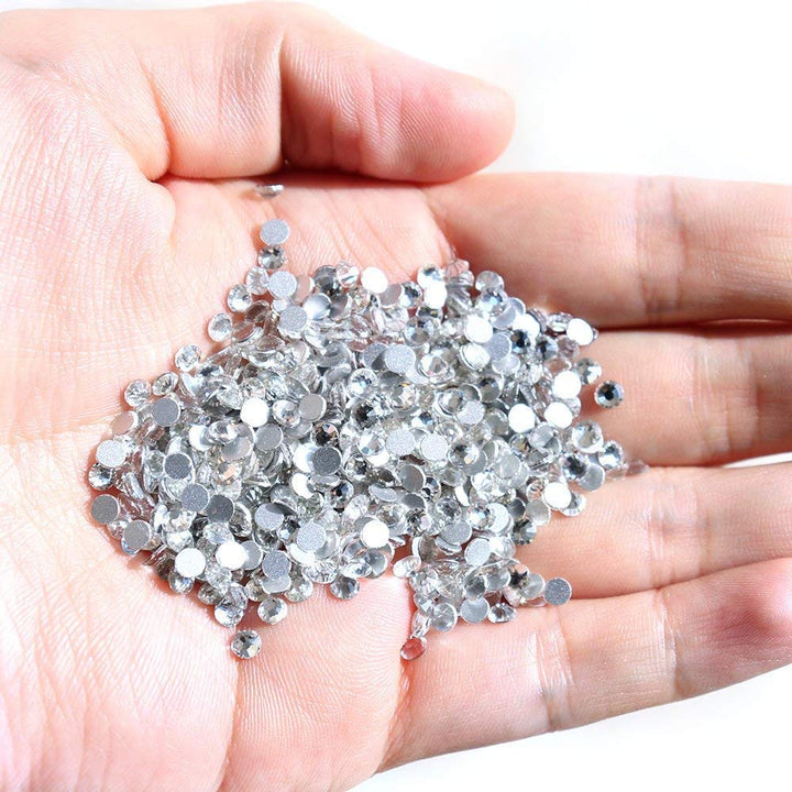 1440 Pieces SS8 / 2.3mm Clear Crystal Flat Back Brilliant Round Rhinestones Glass Stones Glitter Gems Transparent Faux Diamond (Clear)