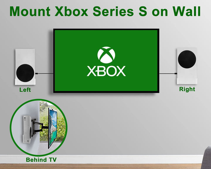 Wall Mount for Xbox Series S (Mount The Console & Accessories on Wall Near or Behind TV Left/Right), Wall Shelf Bracket Kit for XSS System