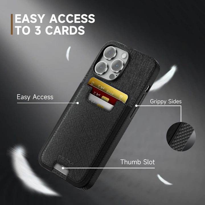 Slim Card Case for iPhone 14 Pro– Wallet Case with Card Holder Slots – Up to 5 Cards – Protective & Scratchproof – Compatible with iPhone 14 Pro 6.1 inch – Classic Black