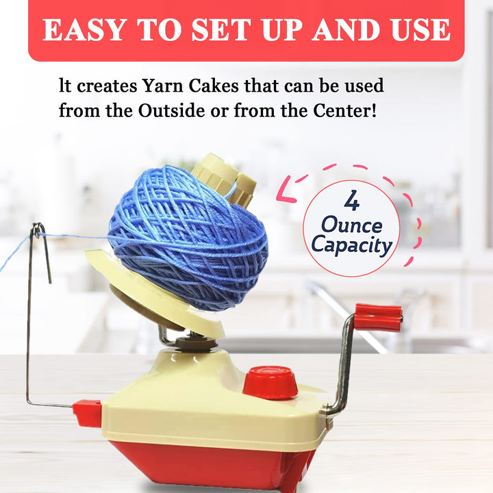 Yarn Ball Winder, Hand Operated Yarn Spinner, Yarn Winder for Crocheting, Easy to Set Up and Use Winding Machine, 4-Ounce Capacity Yarn Roller for Yarn Storage with Knitting Kit