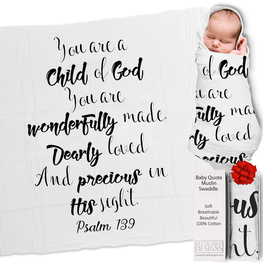 Muslin Swaddle Blankets - Baby Gifts for Boys & Girls - Gender Neutral Christian Newborn Gifts