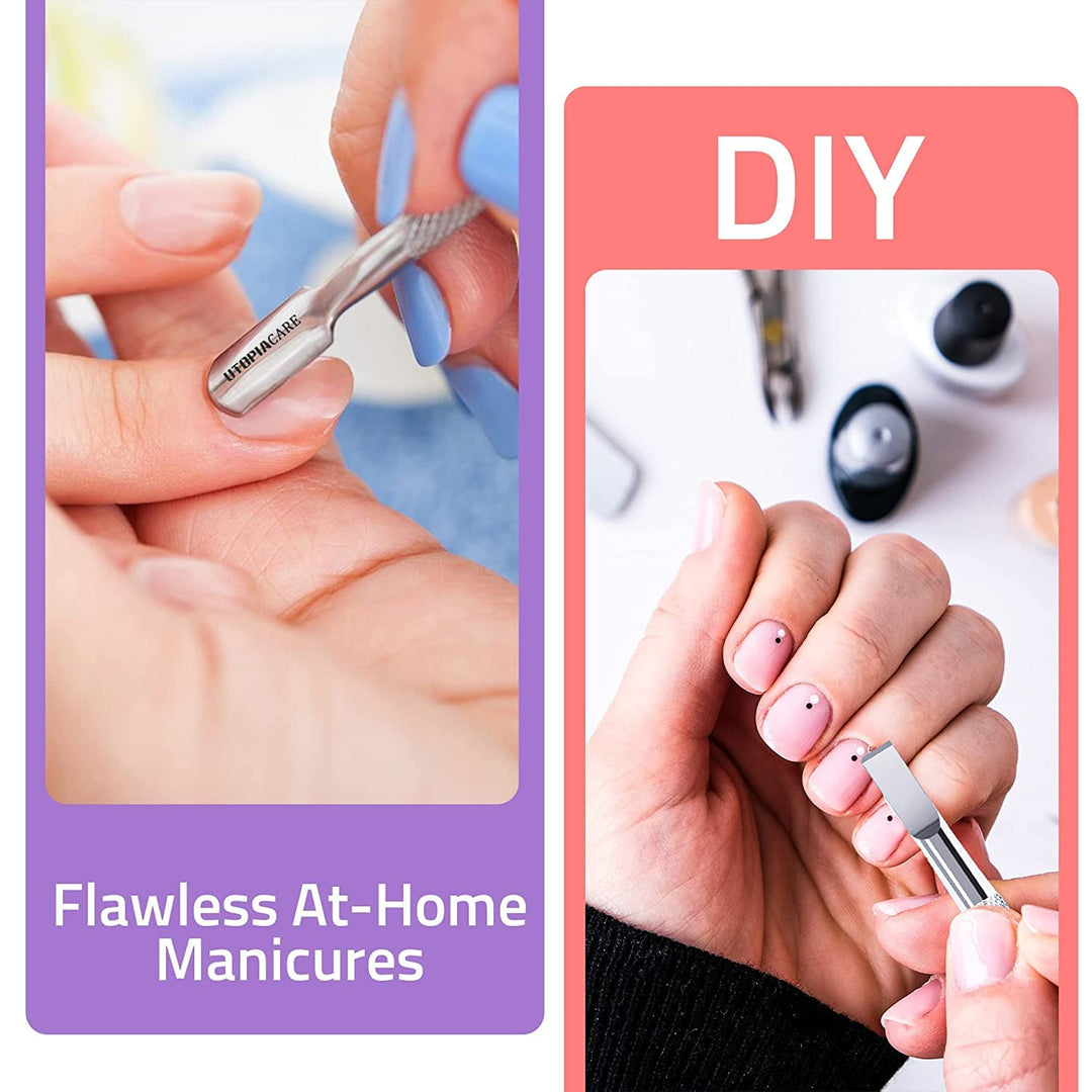 Cuticle Pusher and Spoon Nail Cleaner 2Pack - Professional Grade Stainless Steel Cuticle Remover and Cutter - Durable Manicure and Pedicure Tool - for Fingernails and Toenails