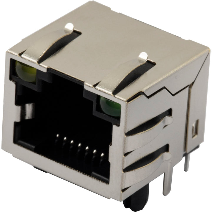Network Ethernet Shielded RJ45 with LED Lights Ethernet Jacks 8P8C Female Socket Connectors 8Pin PCB Mount for Cat5, Cat5e, Cat6 Ethernet Cable (Pack of 10pcs)