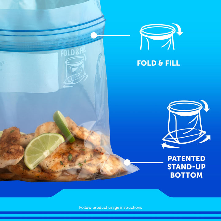 Quart Food Storage Freezer Bags, Stay Open Design with Stand-Up Bottom, Easy to Fill, 75 Count