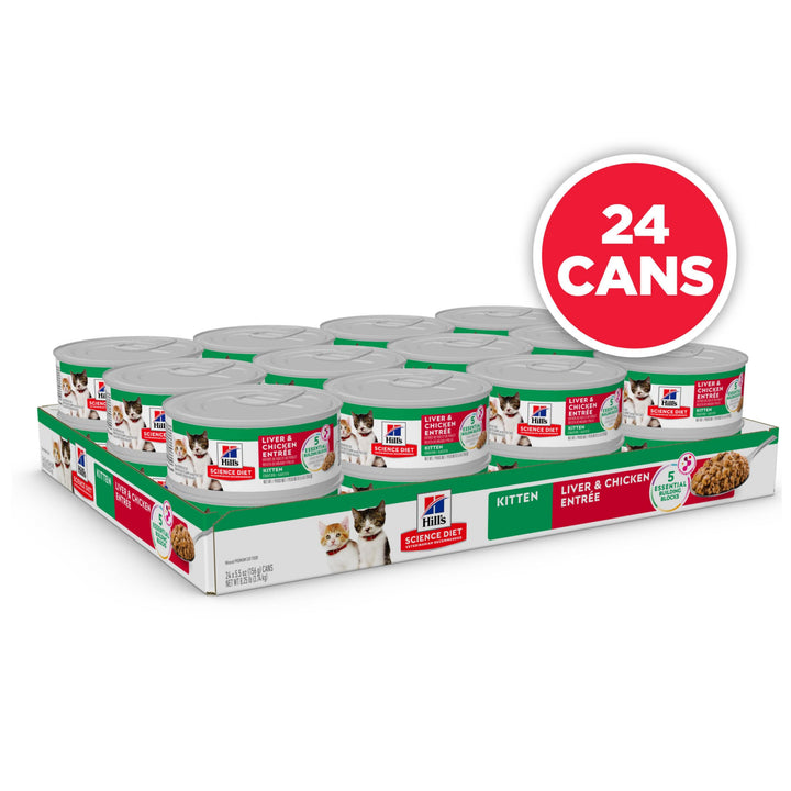 Hill's Science Diet Kitten, Kitten Premium Nutrition, Wet Cat Food, Liver & Chicken Minced, 5.5 oz Can, Case of 24