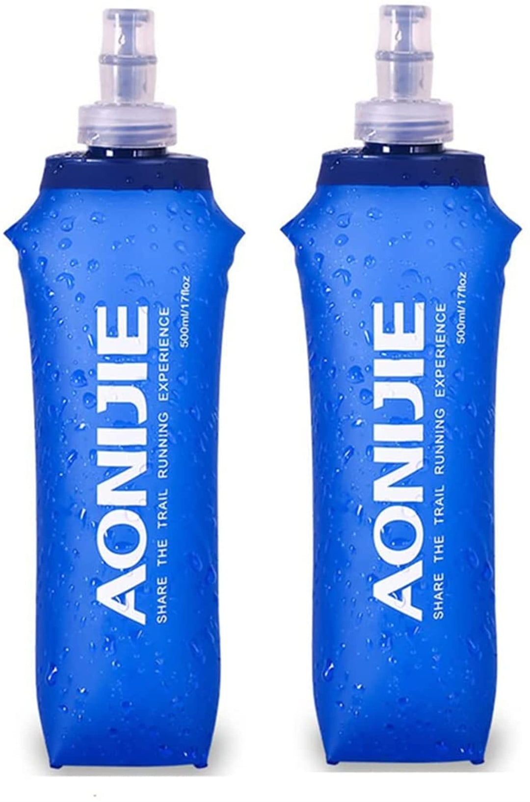2pcs Foldable 250mL/500mL TPU Outdoor Sport Water Hydration Bottle Soft Flask For Running Camping Hiking Bicycle (500ML-2pcs)
