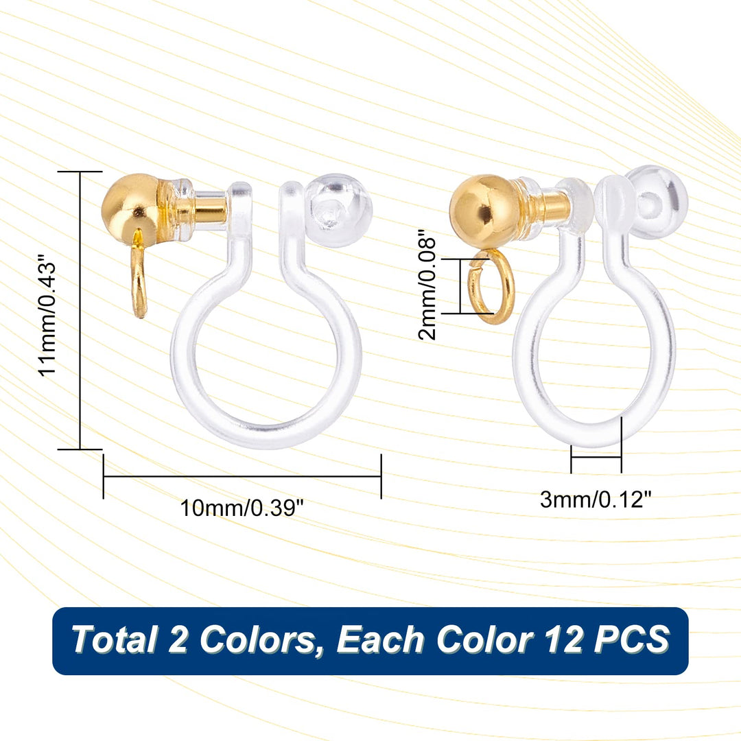 PH Pandahall 24pcs Transparent U Type Earring Findings Alloy Invisible Clip on Earring Converter Non-Pierced Earrings Painless Allergy-Free Resin Earring Components for Non Pierced Ears