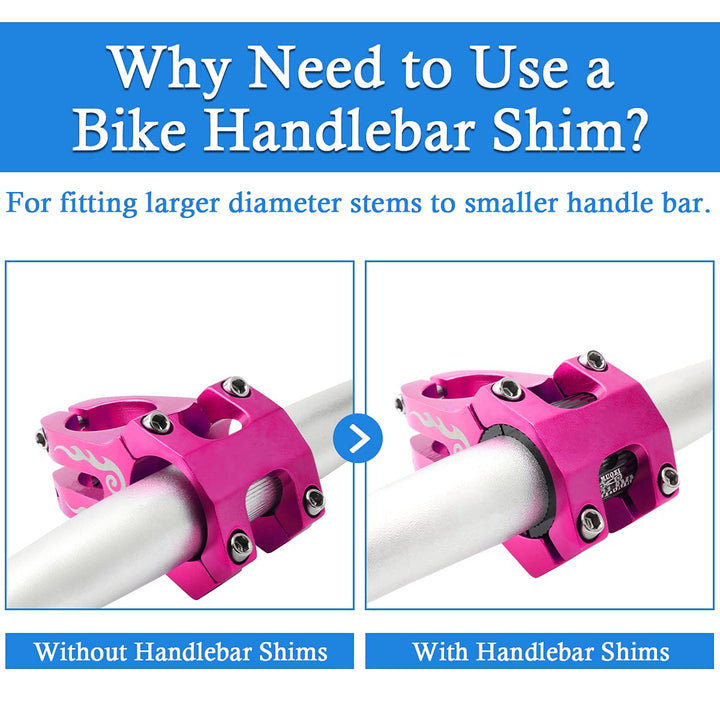 Bike Handlebar Shim, Aluminum Alloy Bicycle Handle Bar Spacer Sheet clamp 25.4 to 31.8mm Conversion Shims Adapter for MTB Cycling, Black