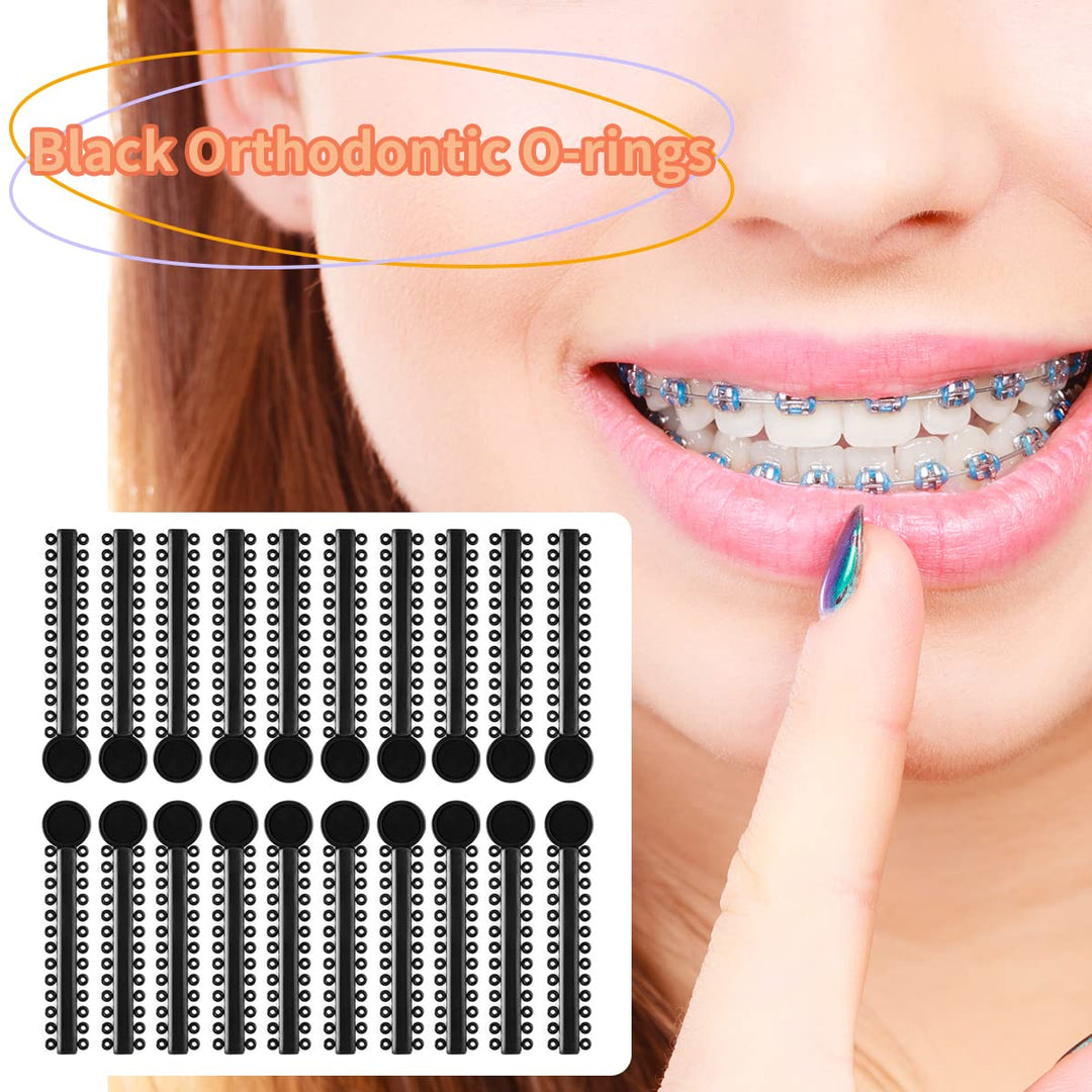 Orthodontic Ligature Ties O-Rings Elastic Rubber Bands for Braces (Black, 1040 Pieces)