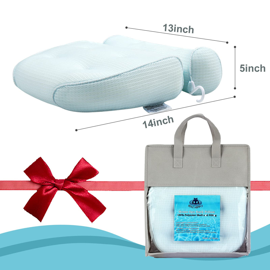 Bath Pillow, Tencel Spa Bathtub Pillow, Ultra Soft Bath Pillows for Tub Neck and Back Support, Quick Dry Bath Tub Pillow Headrest for Bathtub, Machine Wash - Light Blue