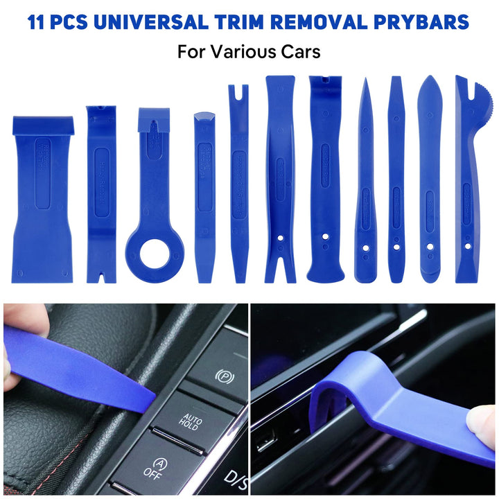 95Pcs Trim Removal Tool Car Panel Door Audio Trim Removal Kit Multiple Auto Clip Pliers Fastener Remover Set Pry Puller Crowbar Car Upholstery Terminal/Stereo Repair Blue with Storage Bag