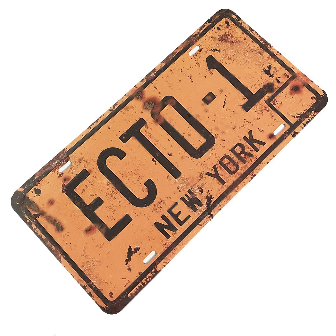 ECTO 1 License Plate Memorabilia, Embossed Replica, Movie Prop Metal Stamped Vanity Number Tag, 12x6 inch (ECTO-1)