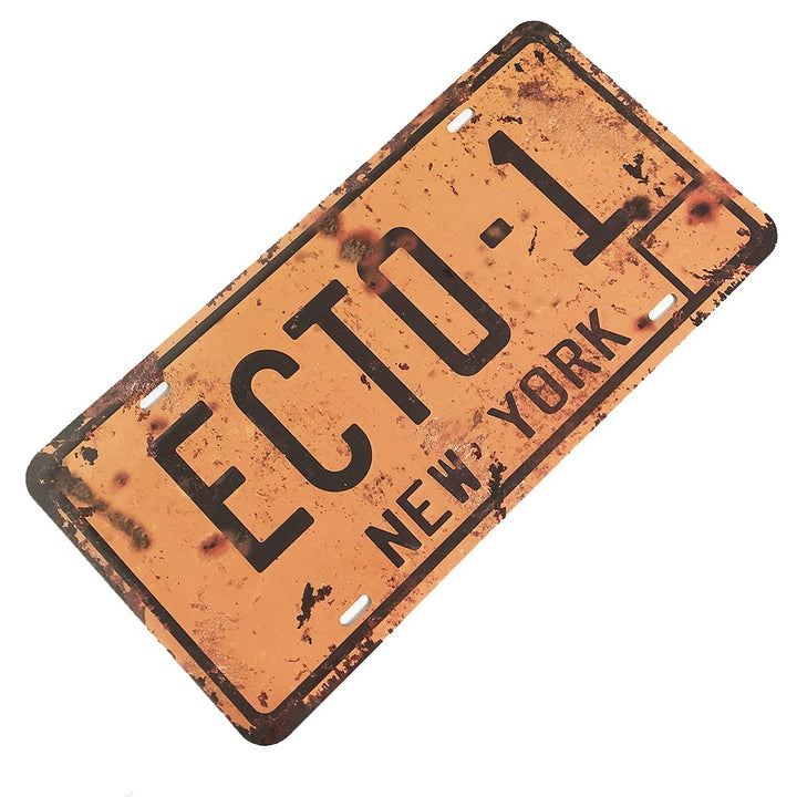 ECTO 1 License Plate Memorabilia, Embossed Replica, Movie Prop Metal Stamped Vanity Number Tag, 12x6 inch (ECTO-1)