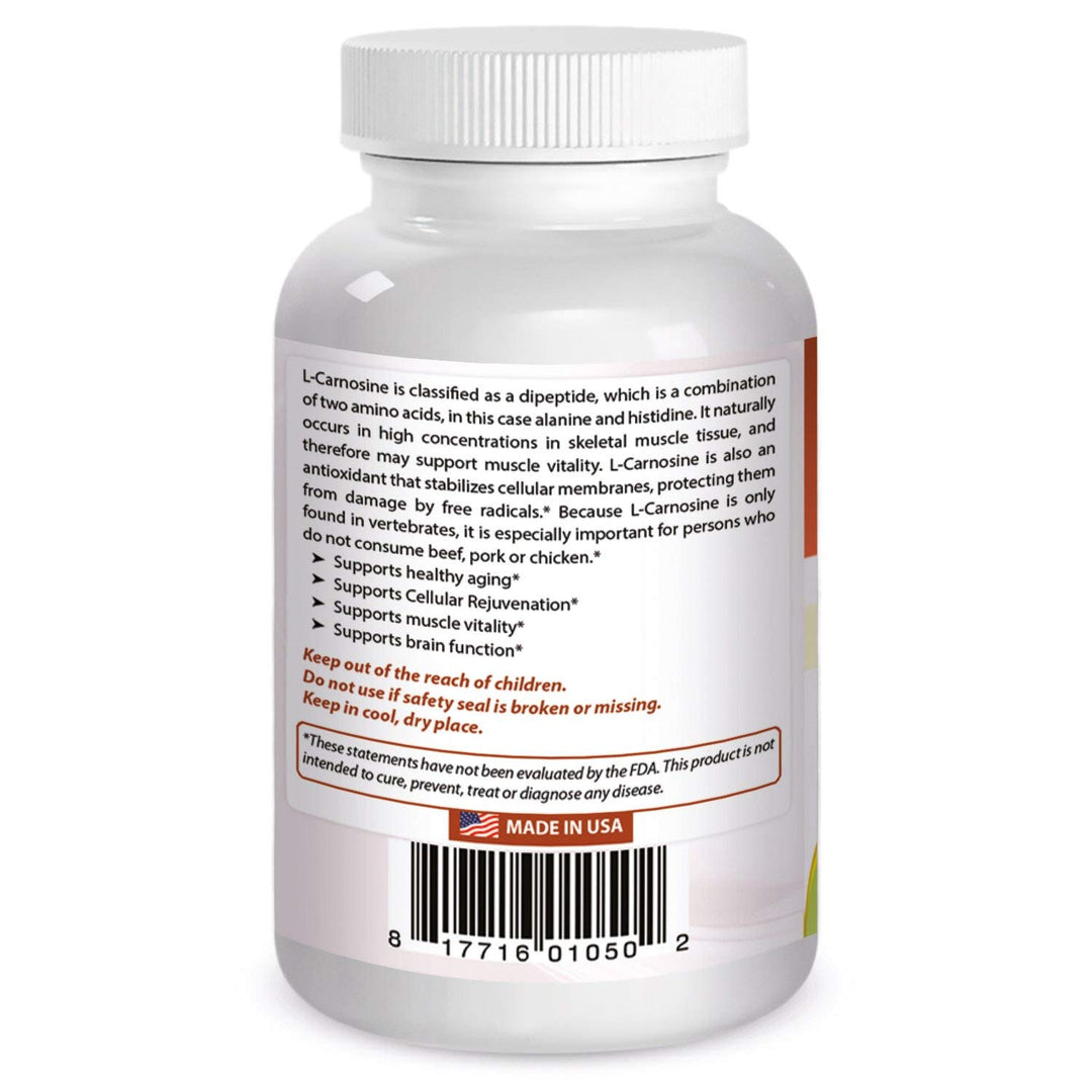 L-Carnosine 500 mg 100 Vcaps (100 Count (Pack of 1))