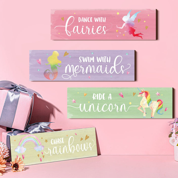 Unicorn Rainbow Girls Room Wall Decor Unicorn Rainbow Motivational Wall Art Inspirational Wall Art Room Decor Unicorn Bedroom Decor for Girls Kids Bedroom Nursery Decorations (Novel Style)